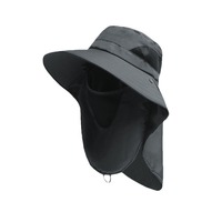 Chapeau de pêche anti-UV à large bord respirant avec masque facial intégré pour la pêche en extérieur, l'escalade, protection solaire, séchage rapide, type bob