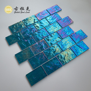 Goodluck gạch màu xanh óng ánh tàu điện ngầm Khảm pha lê thủy tinh tường gạch cho căn hộ tường trang trí nội thất và hồ bơi trang trí - Product Image 3