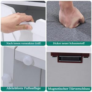 SENYU White Farmhouse Entryway <b>Shoe</b> <b>Bench</b> <b>with</b> Cushioned <b>Seat</b> and <b>Storage</b> Drawers for Hallway Furniture - Product Image 6