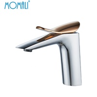 Momali sanitaire lourd plat carré Long bouton or Rose laiton salle de bain montage mural mitigeurs de bain robinet d'eau robinet de douche de luxe ue