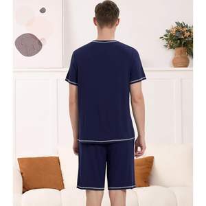 Ensemble de pyjama pour homme en viscose de bambou, haut à manches courtes et short, vêtements de détente doux, vêtements de nuit, coupe confortable et rafraîchissante - Product Image 2
