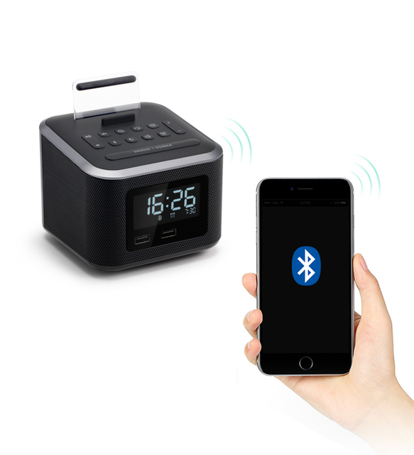2022 Functions Fancy Modern Digital Alarm Clock with USB Charger for Bedroom with FM Radio/USB Charging Port