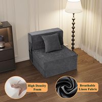 Chaise pliante amovible gris foncé en mousse à mémoire de forme avec oreiller, canapé futon, chaises pliantes, chaise-lit convertible
