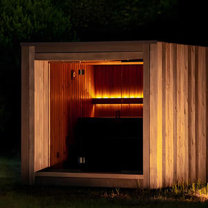 Cabine de sauna extérieur en cèdre au design <span class=keywords><strong>nordique</strong></span> moderne personnalisé 6KW poêle électrique en cèdre rouge ioniseur d'oxygène à vapeur humide en bois massif rapide - Product Image 6