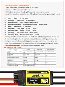 Hornet-controlador sin escobillas 60A ESC 2-6S, controlador SBEC Hobbywing para Dron cuadricóptero RC FPV