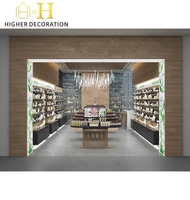 Présentoir de Comptoir de Magasin de Style Rustique et Bio pour Cosmétiques avec Luminaire Suspendu Vertical Long