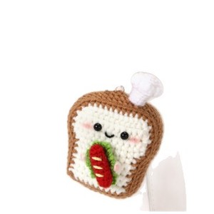 Llavero Portátil de Ganchillo Hecho a Mano con Diseño de Anime, Mini Colgante de Plástico Tejido para Bolsos con Forma de Croissant, Tostada, Vegetal y Nube - Product Image 6