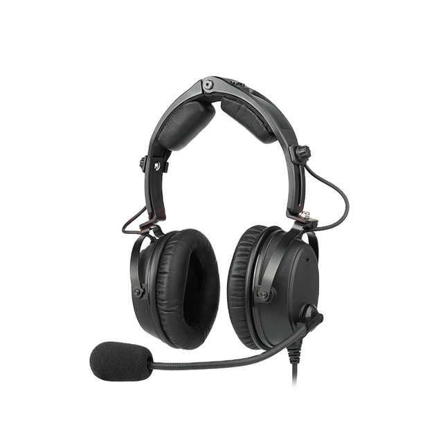 Black Dual Plug Aviation Headset for A30 A20 Noise Reduction Telephone Headset with Flex Cable for Aircraft Use
