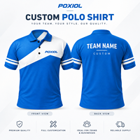 Polo d'entraînement personnalisé bleu et blanc à manches courtes, impression par transfert thermique, tenue d'équipe pour clubs, entraîneurs, personnel, logo personnalisé, OEM, marque privée