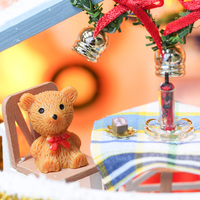 IIECREATE Maison miniature en bois éducative à faire soi-même, Noël hivernal, nuit enneigée, maison de poupée 3D faite à la main, peut s'illuminer