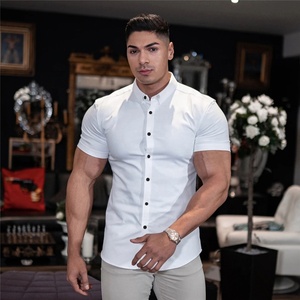 <span class=keywords><strong>Camicie</strong></span> eleganti abbottonate da uomo Muscle Fit stampate Stretch Slim antirughe abbigliamento sportivo senza ferro camicia da smoking per abbigliamento da ufficio - Product Image 6