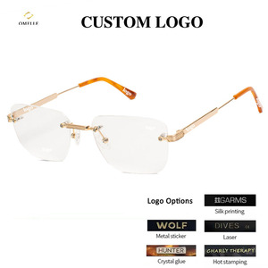 Kính mắt nam không gọng kim loại cao cấp, khung vuông thời trang, màu vàng <span class=keywords><strong>gold</strong></span>, dùng để đọc sách - Product Image 3