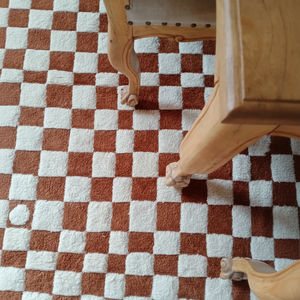 Alfombra de Lana a Cuadros Rosa, Tejida a Mano, Ecológica, Alfombras Marroquíes y Alfombras de Área para Decoración de Dormitorio y Sala de Estar - Product Image 1