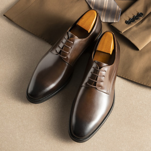 Luxurious leather men's formal business casual full-grain cowhide <b>small</b> round-toe derby shoes - Product Image 1