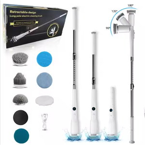 G001 Juego de cepillos eléctricos inalámbricos para ducha con 7 cabezales de nailon, limpieza sin esfuerzo, ecológico, para suelos y bañeras, mango largo, IPX7 - Product Image 1