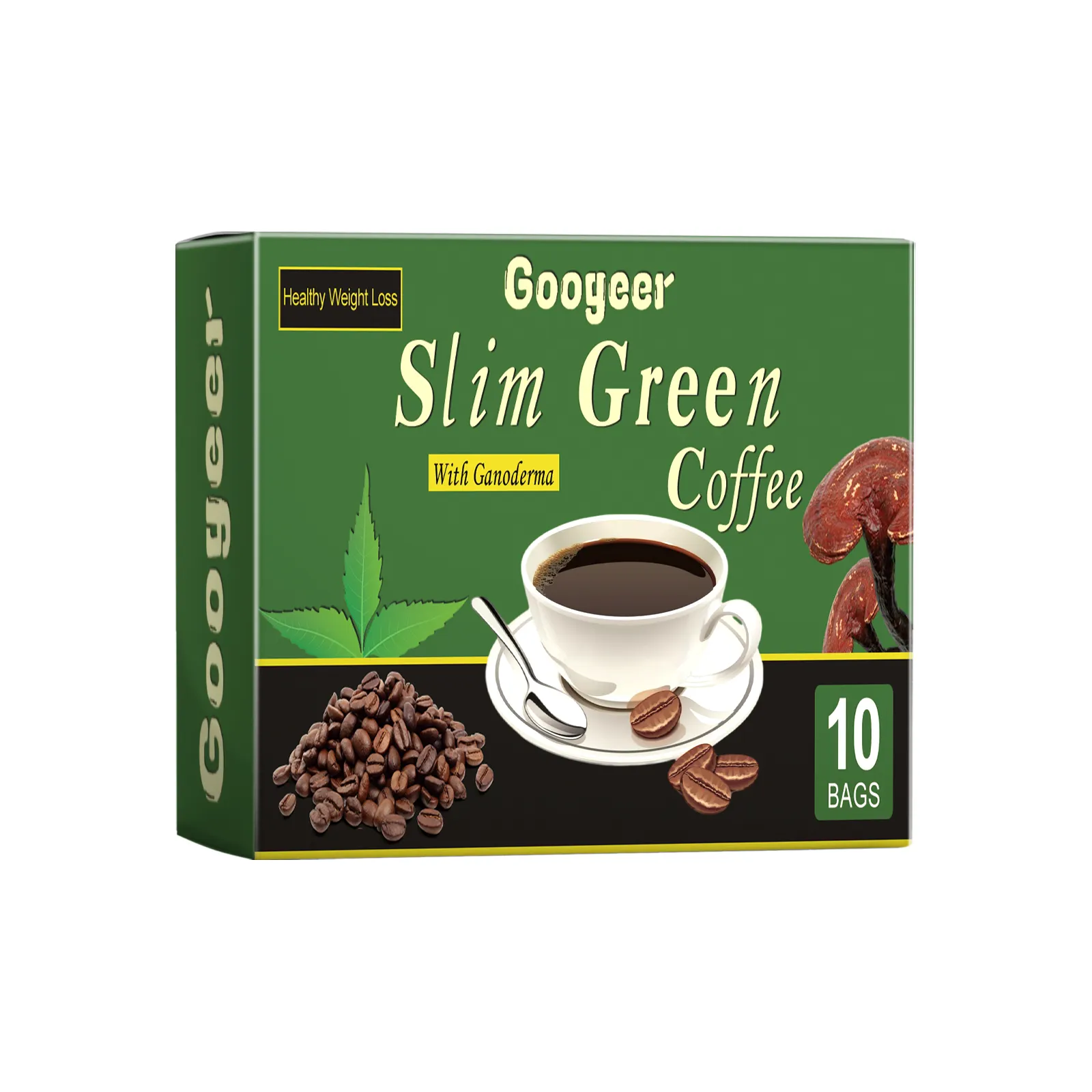 Café verde magro para controle de peso, ervas naturais, pó saudável para controle de dieta, Ganoderma, chá de café para emagrecimento e perda instantânea de peso