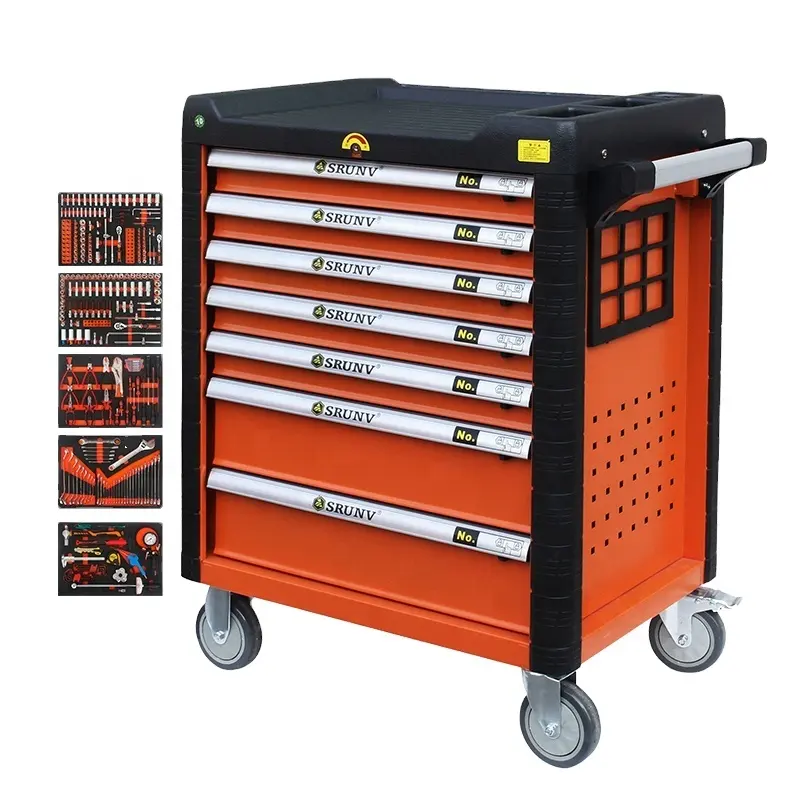 Производство 404 шт автосервисные набор инструментов шкаф на колесиках 7 ящик для инструментов в гараж или мастерскую шкафа