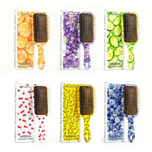 Brosse à coussin à motif de fruits personnalisée de la marque Wanmei, boîte cadeau, brosse plate carrée lisse en plastique, peigne à coussin d'air pour massage du cuir chevel - Product Image 6