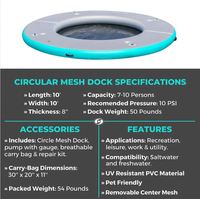 PF Nueva colección Muelle de malla circular personalizado Isla flotante Hamaca inflable Piscina del océano para la venta