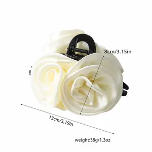 Silk Chiffon Rose Flower Large Bows Plastic Hair Claw Clips Clamps Clasps Pins Fancy Hair Accessories For Women Girl Bow Clip