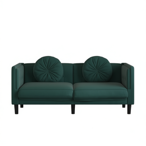 Divano a Due Posti Verde Scuro, 100% Poliestere, Imbottito, Arredamento Moderno per Soggiorno - Product Image 1