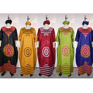 H&D S10995-1 Nouvelle tenue africaine sur mesure pour femmes, robes <span class=keywords><strong>Bazin</strong></span> Riche, broderies, robes <span class=keywords><strong>Boubou</strong></span> avec foulard - Product Image 5