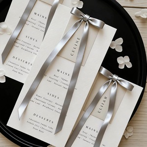 Elegant <b>Wedding</b> Greeting Card Silver Ribbon Cotton Paper Offset Printed Hot Stamping Design Custom Logo Margot <b>Name</b> <b>Tag</b> - Product Image 3