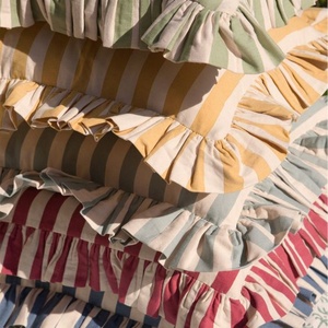 High Quality Ruffled Pillowcase with Ties Queen King Washed French Linen Square Highchair Luxury Cushion Cover <b>Stripe</b> Ruffle - Product Image 2