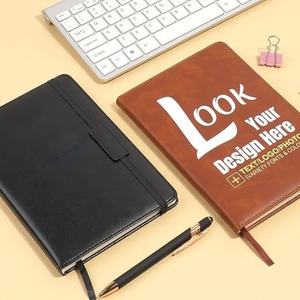 Agenda quotidien personnalisé de luxe en cuir relié cousu avec logo et slogan d'entreprise, format A5 ligné – Cadeau d'affaires sur mesure HKZB - Product Image 6