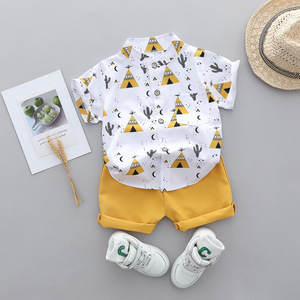 Ensemble <span class=keywords><strong>chemise</strong></span> à manches courtes col Henley et short pour garçons de 0 à 6 ans, imprimé animal, style décontracté, été, en stock - Product Image 4