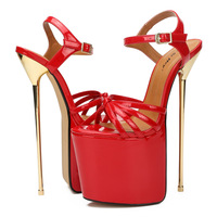 Sandales à plateforme pour femmes, talons fins élégants punk, 22 cm, bout ouvert, talons de strip-teaseuse, grande taille, podium, danseuse exotique