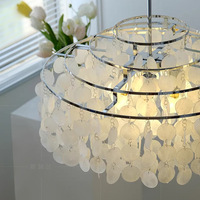 Lustre LED en forme de cloche crème de style français, design italien, en coquille naturelle, pour salon/salle à manger/chambre à coucher, directement de l'usine