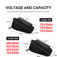Batterie au lithium triangulaire 36/48/52/72V en gros pour VTT, sacoche de batterie suspendue, cellules 21700, étanche avec chargeur