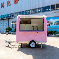 Camion de nourriture mobile électrique rose, doux et mignon, en aluminium et fibre de verre, pour bar à eau, glaces, snacks, utilisation en extérieur