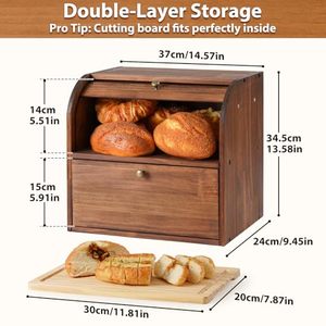 Wholesale Modern Solid Wood Shandong <b>Kitchen</b> <b>Storage</b> <b>Box</b> OEM/ODM Custom Logo Flexible Design Roll Top Double Layer Counter - Product Image 4