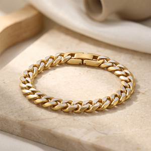 VEWANT - Brazalete de Acero Inoxidable 316 con Baño de Oro de 18K, 2 Años de Rechapado Gratuito, Eslabones Cubanos de 8mm, Joyería para Hombre - Product Image 4