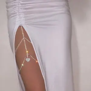 Nova moda multi camadas cristal perna cadeia corpo jóias Bling Bling Rhinestone CZ biquíni coração cintura cadeia mulheres