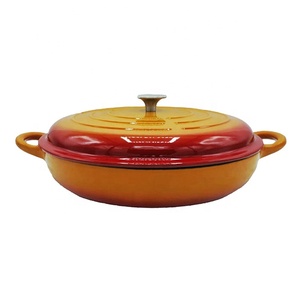 Ensemble d'ustensiles de cuisine en <span class=keywords><strong>fonte</strong></span> émaillée, Casserole peu profonde, poêle française, four néerlandais en <span class=keywords><strong>fonte</strong></span> pour chef - Product Image 1