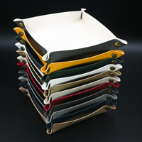 Portable Pliant En Laiton Bouton PU Bijoux Pliable En Cuir Plateau De Rangement