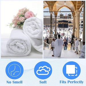 Toalla de microfibra de poliéster comprimida de punto Ihram para Hajj, al por mayor, económica, antimicrobiana, estilo liso para Hajj o Umrah - Product Image 4