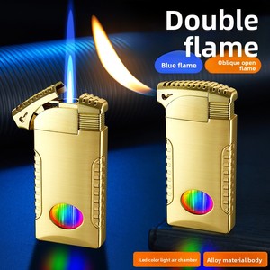 Nuevo Encendedor Inflable de Doble Llama con LED Resistente al Viento, Combustible de Butano, Empaquetado en Caja de Regalo - Regalo para Hombre para Boda/Cumpleaños - Product Image 3
