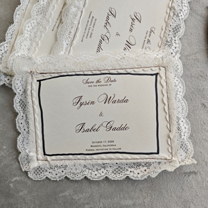 Invitaciones <span class=keywords><strong>de</strong></span> Boda <span class=keywords><strong>Personalizadas</strong></span> <span class=keywords><strong>de</strong></span> Encaje Transparente, Papel <span class=keywords><strong>de</strong></span> Tela Hecho a Mano Clásico, Papelería <span class=keywords><strong>de</strong></span> Boda, Guarda el Fecha <span class=keywords><strong>de</strong></span> la Invitación - Product Image 6
