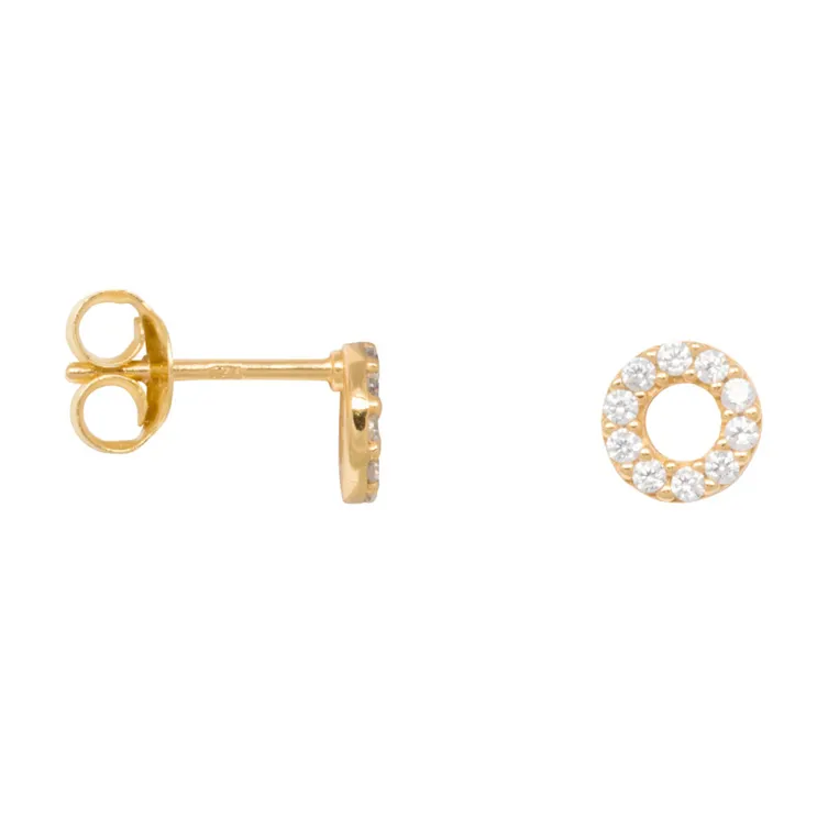Gemnel 925 sterling silver stud earrings white zirconia gold plated jewelry