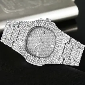 2023 hip hop diamond watch rap men's quartz strap calendar starry steel belt full diamond quartz watch