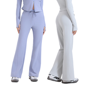 Ropa Deportiva de Cintura Alta Elástica, Sólida, Larga, Absorbente de Humedad, Elástica, Cómoda, de Secado Rápido, Pierna Recta, para Yoga - Product Image 1