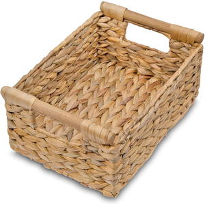rectangular woven water hyacinth basket storage kitchen storage organizer basket with handle