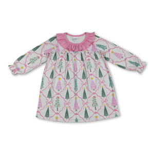 Conjunto Casual Navideño para Niñas con Estampado de Árbol de Navidad, Manga Corta con Volantes, Conjunto a Juego para Hermanas, Ecológico - Product Image 3