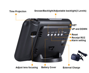 Đài phát thanh kỹ thuật số kiểm soát chiếu báo động bàn đồng hồ 180 độ có thể điều chỉnh với Trạm thời tiết và nhiệt độ độ ẩm hiển thị - Product Image 4