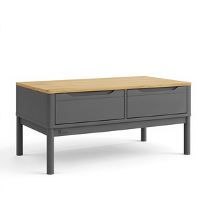 Mesa de centro gris de madera de pino maciza de 39 x 21,9 x 17,7 pulgadas con cajones, diseño moderno para decoración del hogar - Product Image 1