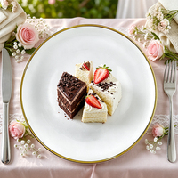 Assiette de Présentation en Verre Cristal Élégante avec Bord Doré ou Argenté pour Mariage et Fêtes – Vente en Gros